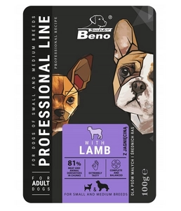 SUPER BENO Adult saszetka dla psów małych i średnich ras z jagnięciną 100g