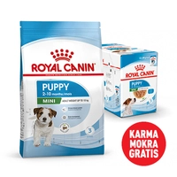 ROYAL CANIN Mini Puppy 8kg karma sucha dla szczeniąt, od 2 do 10 miesiąca życia, ras małych+Karma mokra GRATIS!