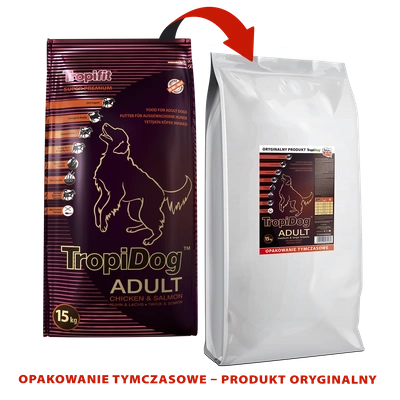 TROPIDOG Super Premium adult medium & large breed kurczak i łosoś 15kg