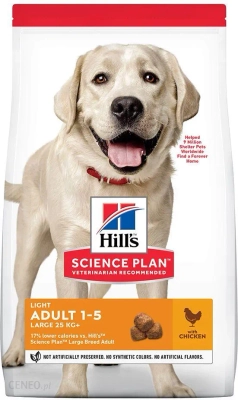 Hill'S Science Plan Adult Light Large Breed Kurczak 14kg opakowanie uszkodzone (4017)