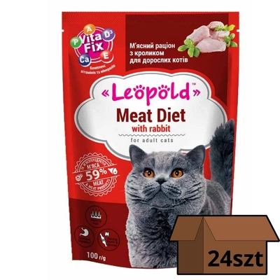 Leopold Dieta mięsna z królikiem dla kotów 24x100g 