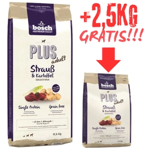 Bosch Plus Adult Struś & Ziemniaki 12,5kg + BOSCH Plus Struś i Ziemniaki 2,5kg GRATIS!!!