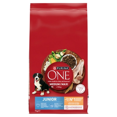  PURINA ONE Junior Medium/Maxi Karma dla szczeniąt bogata w kurczaka z ryżem 7 kg