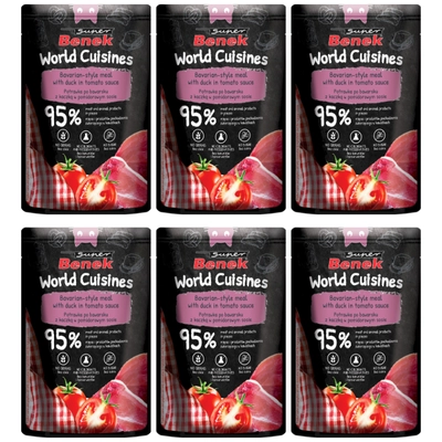 Super Benek World Cuisines Karma pełnoporcjowa dla dorosłych kotów. Potrawka po bawarsku z kaczką w pomidorowym sosie 6x100g