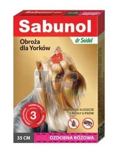 Sabunol ozdobna różowa obroża przeciw pchłom i kleszczom dla psa 35 cm