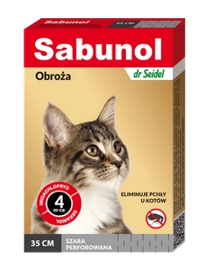 Sabunol szara obroża przeciw pchłom  dla kota 35 cm