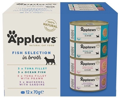 Applaws Multipack Puszki w bulionie dla kota Fish selection 12x70g PUSZKA