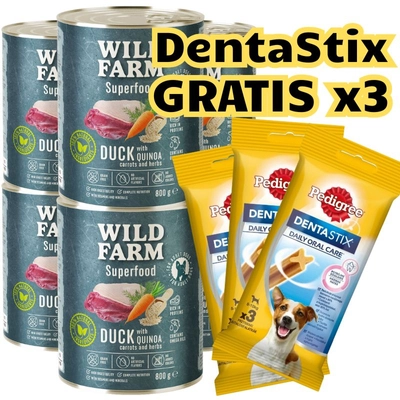 WILD FARM Superfood Duck (Kaczka z komosą ryżową, marchewką i ziołami) 6x800g bezzbożowa karma dla psa