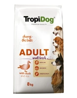 TROPIDOG Premium Adult Small Breeds z kaczką i ryżem 8kg