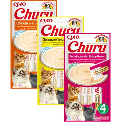 INABA  Churu przysmak dla kota o smaku kurczaka Mix Smaków 3x(4x14g)