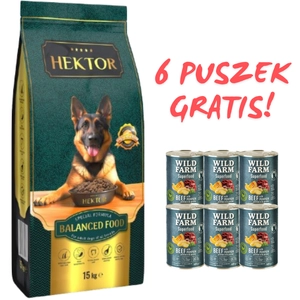 HEKTOR BALANCED Adult 15kg+ WILD FARM Superfood Beef 6x400g GRATIS!!!
