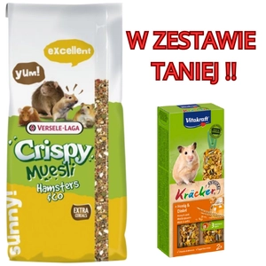 VERSELE-LAGA Crispy Muesli - Hamster&Co 20kg - data ważności 16.07.2025r. + VITAKRAFT KRACKER 2szt D/chomika Miód/Orkisz