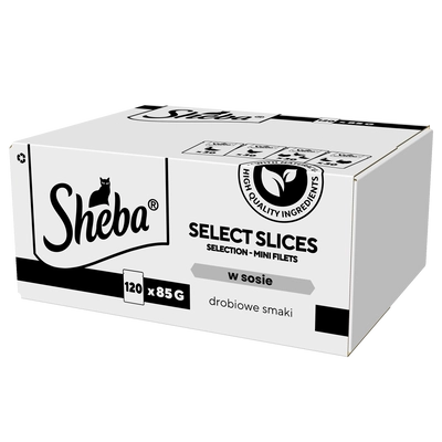 SHEBA Selection Select Slices Drobiowe Smaki saszetki 120x85 g – mokra karma pełnoporcjowa dla dorosłych kotów, w sosie
