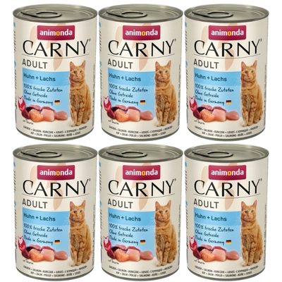 ANIMONDA Cat Carny Adult smak: kurczak i łosoś 6x400g 