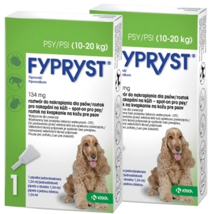 KRKA Fypryst Spot On krople na pchły i kleszcze dla psa 10-20 kg 134 mg/1,34 ml 2 szt.