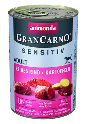 ANIMONDA GranCarno Sensitiv  Adult Dog smak: Wołowina, Ziemniaki 12x400g