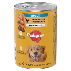 PEDIGREE Adult puszka 400g - mokra karma pełnoporcjowa dla dorosłych psów, z kurczakiem i marchewką w galaretce