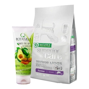 NATURES PROTECTION Superior Care Grain Free White Dog Junior All Breeds 1,5kg + BOTANIQA WHITE ME UP Sweet Almond & Avocado Shampoo 250ml