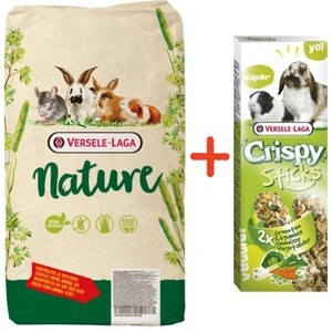 VERSELE-LAGA Cuni Nature 9kg - dla królików miniaturowych + VERSELE LAGA Crispy Sticks Rabbits-Guinea Pigs Vegetsbles 110g - 2 kolby warzywne dla królików i kawii domowych GRATIS