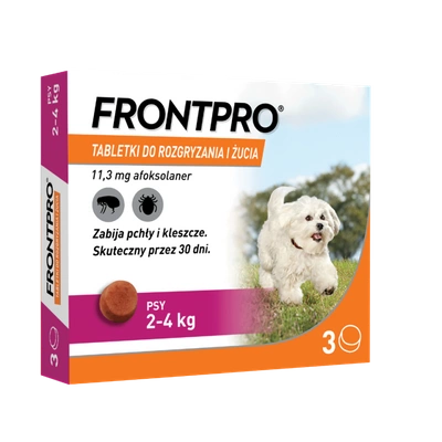 Frontpro tabletki na pchły i kleszcze S 11,3mg 2-4kg x 3tabl 