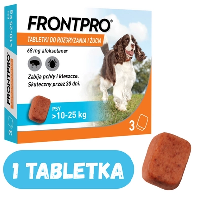  Frontpro tabletki na pchły i kleszcze L 68mg 10-25kg 1 TABLETKA