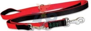 DINGO Smycz z taśmy, przedłużana, podwójnie zszywana - czarno-czerwona - 99802