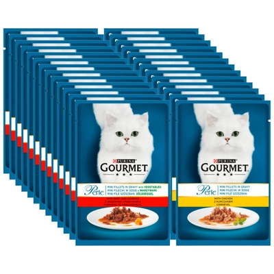 Purina Gourmet Perle Karma dla kotów mini fileciki w sosie Mix Smaków 26x85g