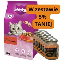 WHISKAS Adult 14kg z pyszną wołowiną + Leopold Pasztetowy mus 6x330g