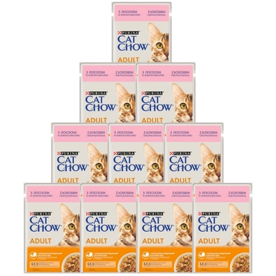 PURINA Cat Chow Adult Karma dla kotów z łososiem i zieloną fasolką w galaretce 10x85g