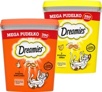DREAMIES Mega Pudełko 2x350g – karma uzupełniająca dla dorosłych kotów, z pysznym kurczakiem / z pysznym serem