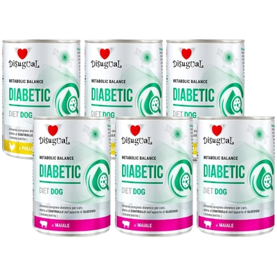 Disugual Karma mokra dla psa Weterynaryjna DIABETIC Kurczak/Wieprzowina (dorosły) 6x400g