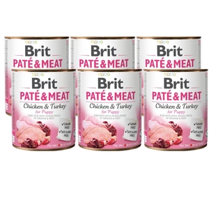 BRIT PATÉ&MEAT CHICKEN&TURKEY FOR PUPPY 6x800g