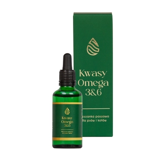 Lab-v Kwasy Tłuszczowe Omega 3 i 6 stosowane na ogólną poprawę stanu zdrowia oraz sierści i skóry dla psów i kotów 50ml