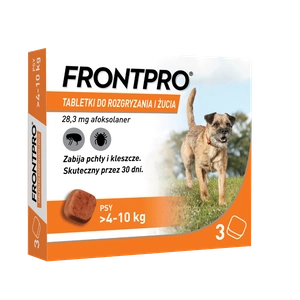 Frontpro tabletki na pchły i kleszcze M 28,3mg 4-10kg x 3tabl