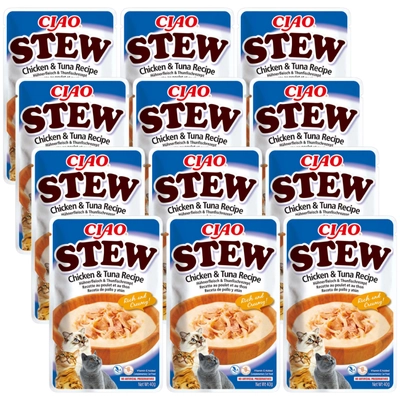 INABA  Cat Ciao Stew - kremowa potrawka dla kota o smaku kurczaka i tuńczyka 12x40g 