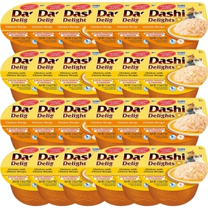 Inaba DASHI uzupełniająca karma dla kota- bulion o smaku kurczaka 12x70 g+ Inaba DASHI uzupełniająca karma dla kota- bulion o smaku kurczaka i sera 12x70g