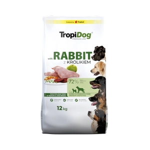 TROPIDOG Premium Adult medium & large breeds bogaty w królika i ryż 12kg opakowanie uszkodzone (2059)
