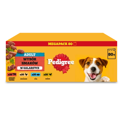 PEDIGREE® Adult Karma mokra dla psów dorosłych, Wybór Smaków w Galaretce, saszetka 80 x 100 g