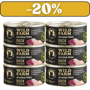WILD FARM Fillets Duck&Chicken 6x70g - bezzbożowa mokra karma dla kota, filet w bulionie