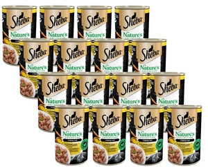 SHEBA puszka 24x400g Nature's Collection – mokra pełnoporcjowa karma dla dorosłych kotów, koktajl drobiowy z wątróbką i olejem z ryb z przybraniem z marchewki, w terynie