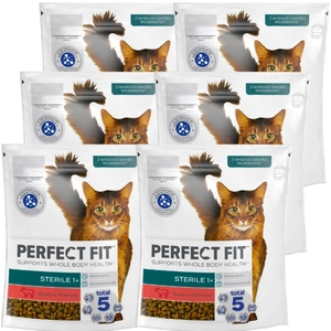 PERFECT FIT (Sterile 1+) 6x 750g Bogaty w wołowinę - sucha karma dla kota po sterylizacji