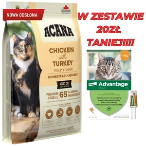 ACANA Homestead Harvest Cat 4,5kg + Advantage - dla kotów (0,4mlx4) *roztwór* blister