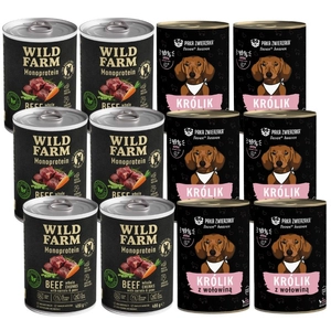 Paka Zwierzaka - Seventh heaven - Królik z wołowiną + WILD FARM Monoprotein Beef 12x400g