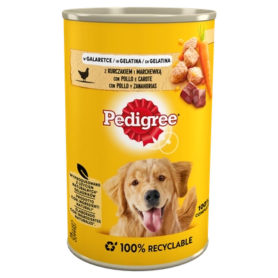 PEDIGREE Adult puszka 400g - mokra karma pełnoporcjowa dla dorosłych psów, z kurczakiem i marchewką w galaretce