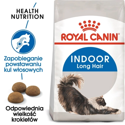 ROYAL CANIN  Indoor Long Hair 10kg karma sucha dla kotów dorosłych, długowłose, przebywających wyłącznie w domu / Opakowanie uszkodzone (9374)!!!