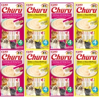 INABA Churu przysmak dla kota o smaku tuńczyka i krewetki 4x(4x14g)+INABA Churu przysmak dla kota o smaku kurczaka, sera i wołowiny 4x(4x14g)