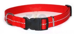 DINGO obroża odblaskowa z taśmy czerwona 1,6 x 28-48cm