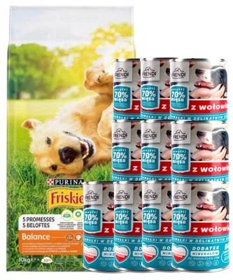 PURINA Friskies Balance 15kg + Frendi kawałki  z wołowiną 10x400g