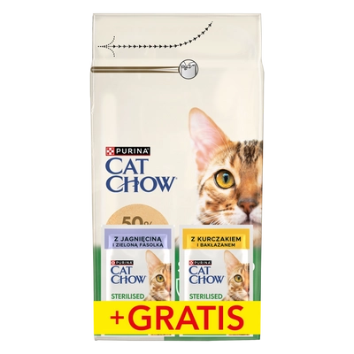 PURINA Cat Chow Sterilised Karma bogata w kurczaka 1,5kg + 2 saszetki GRATIS