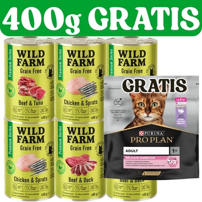 WILD FARM Premium Grain Free Mix Smaków 6x400g  - bezzbożowa karma dla kota